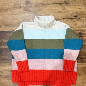 Mersea Colorful Striped Turtleneck Sweater one size cowl neck
